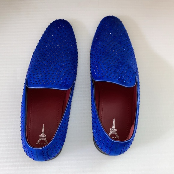 Velvet Rhinestone Designer Dress Loafers Slip On Classic Tuxedo Dress Shoes - Picture 9 of 11